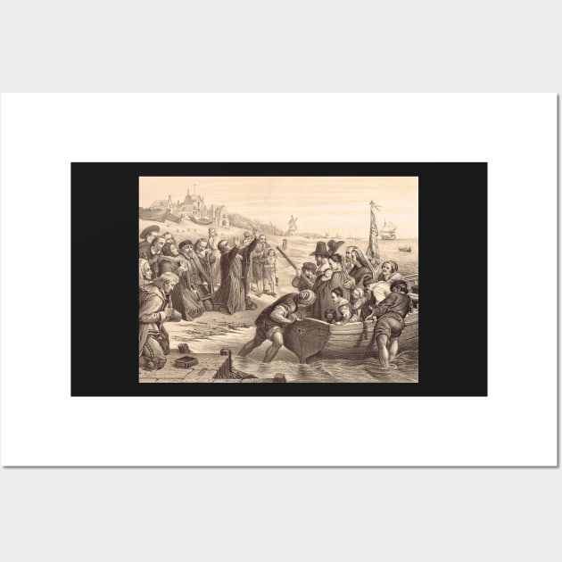 Departure of Pilgrim Fathers Delft Holland 1620 Wall Art by artfromthepast